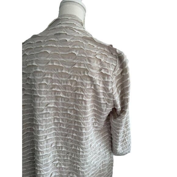 CHICOS Travelers Beige Ruffle Trim Open Jacket Size Chicos 2 -  US 12/14 - Picture 7 of 8